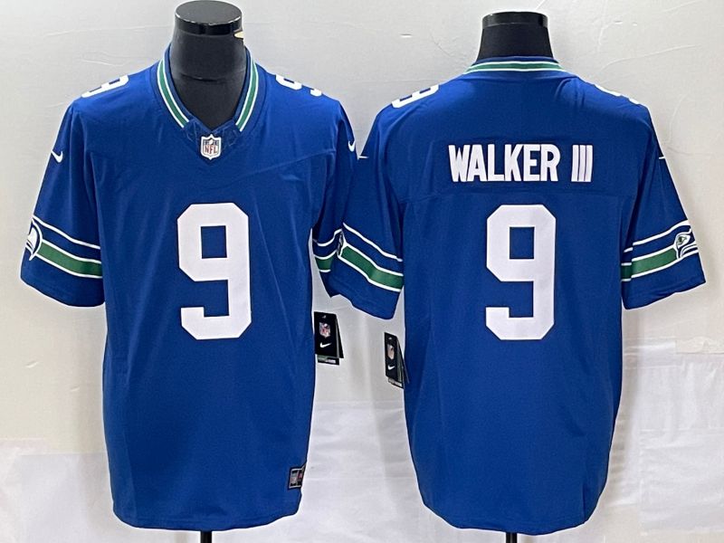 Men Seattle Seahawks #9 Walker iii Blue Nike Throwback Vapor Limited NFL Jersey